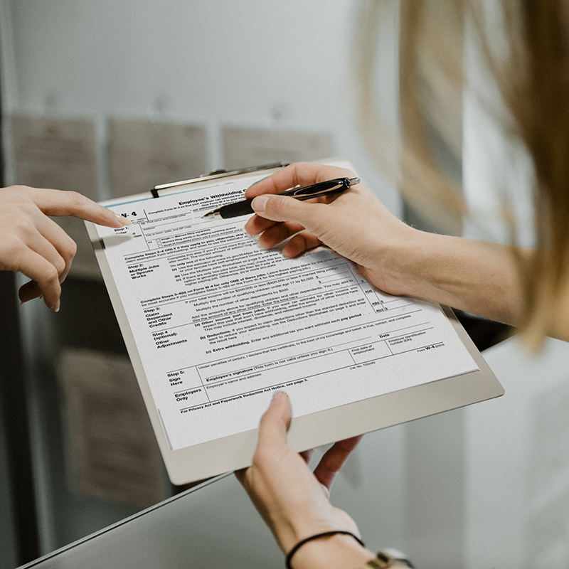 Woman filling out a form